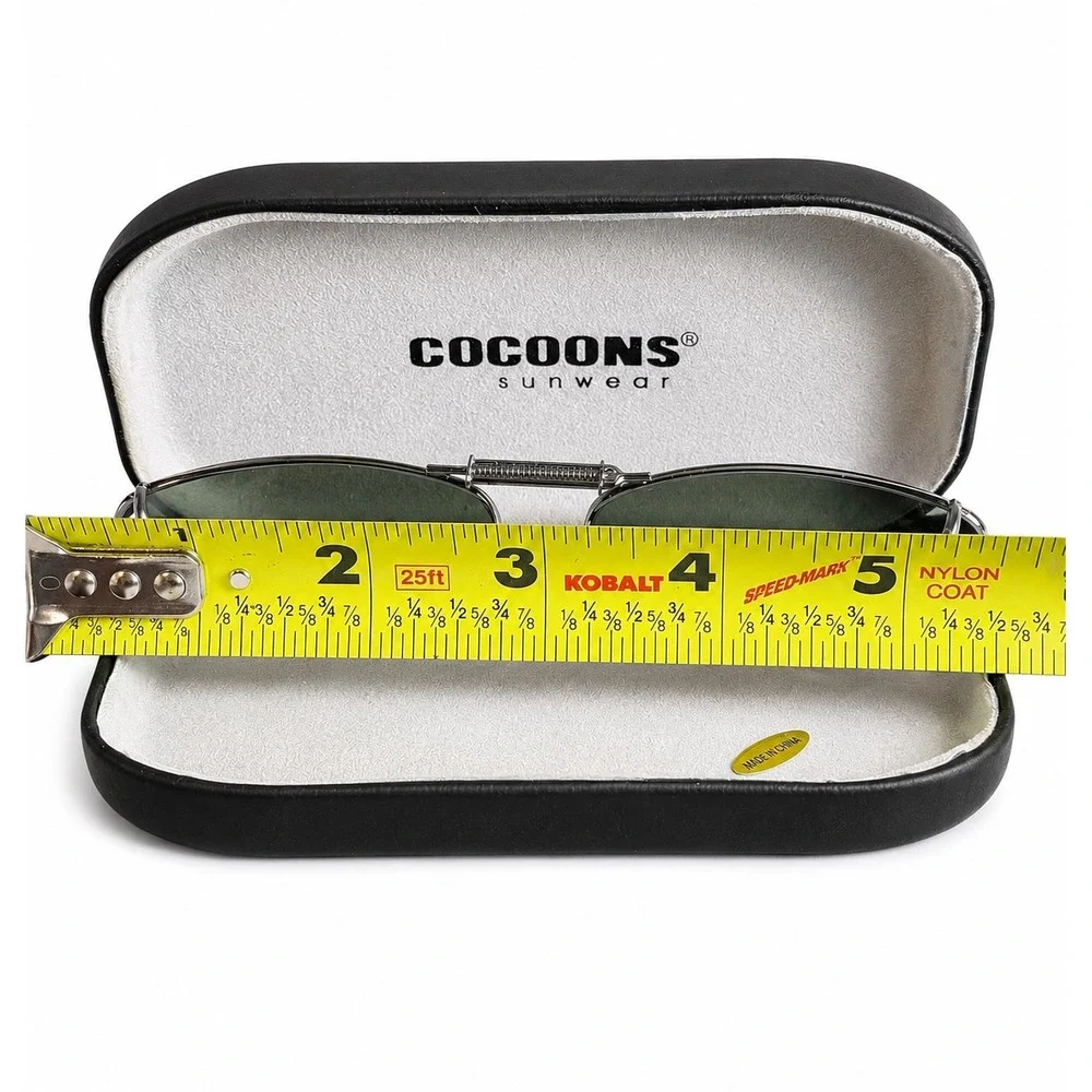 Cocoons Sunwear Clip On Sunglasses Rectangular Gunmetal Frame with Hard Case
